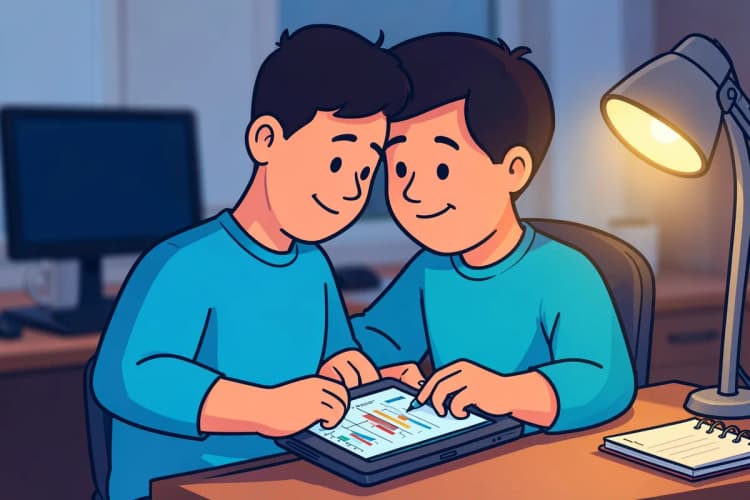 Pessoa analisando gráficos em um tablet em um ambiente de escritório.