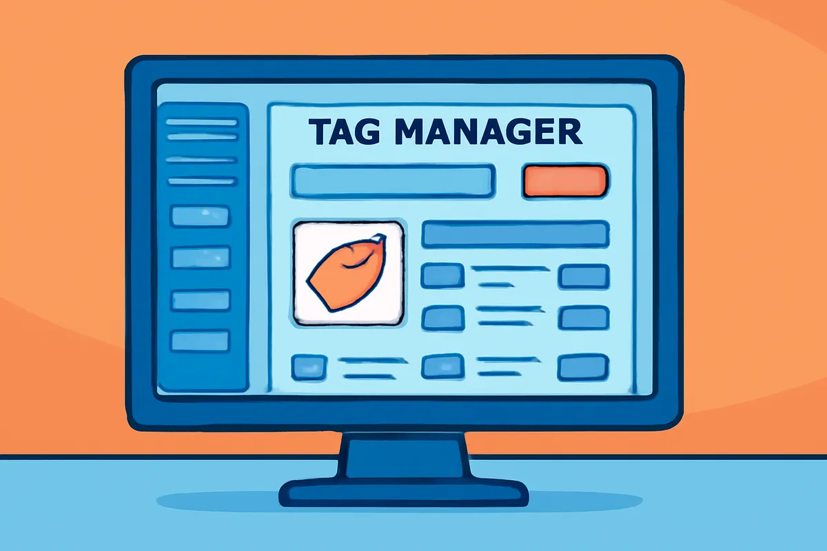 Interface do Google Tag Manager em um monitor.