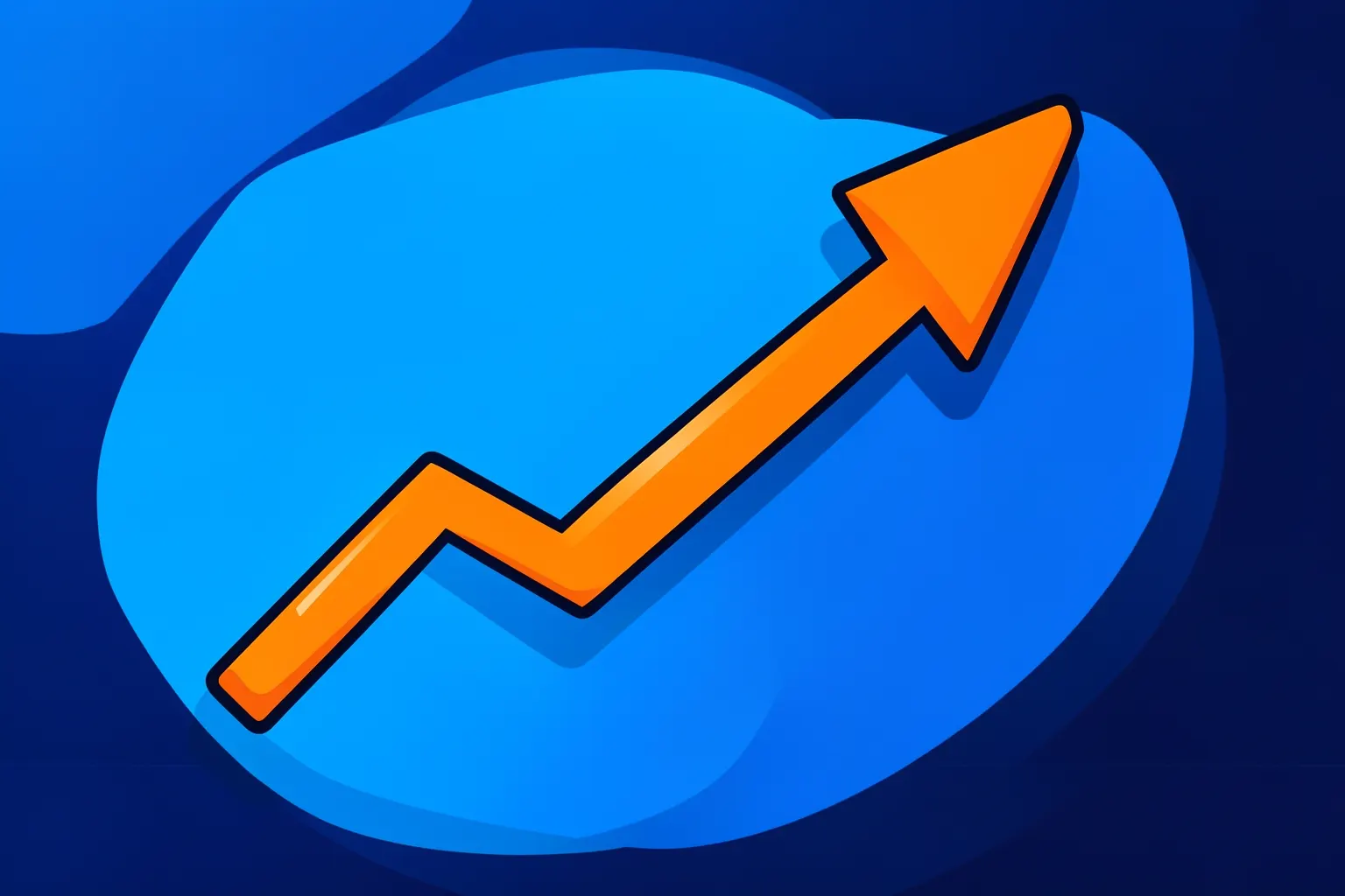 Gráfico de linha ascendente representando o aumento do custo por lead em um fundo azul abstrato.