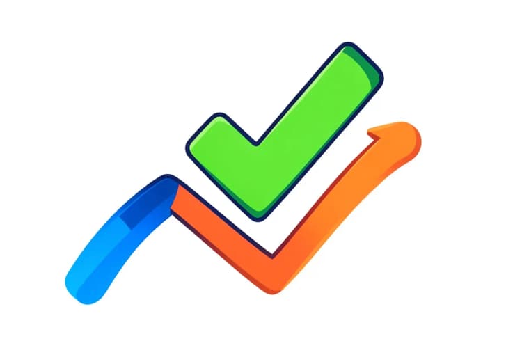 Sinal de 'check' verde em um gráfico de crescimento.