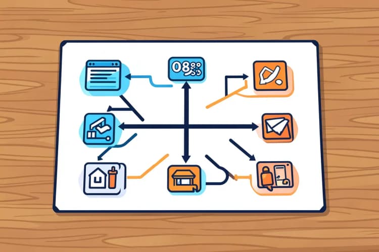 Diagrama mostrando a integração de canais online e offline em uma estratégia omnichannel
