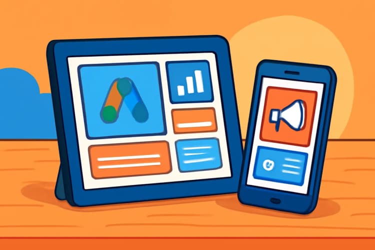 Comparação de logos de plataformas de anúncios digitais como Google Ads, Facebook Ads