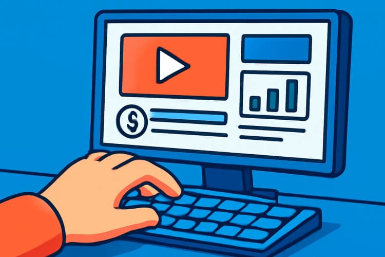 Pessoa configurando campanha de tráfego pago em um computador com interface de anúncios