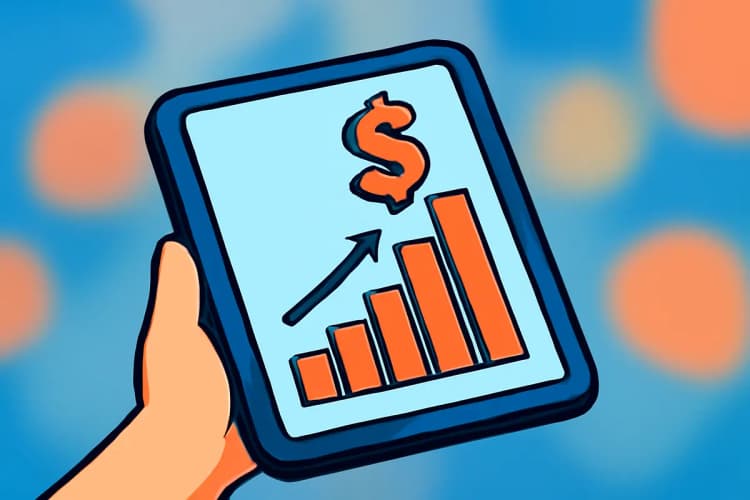 Gráfico de barras mostrando potencial de ganhos em tráfego pago, com cifrão