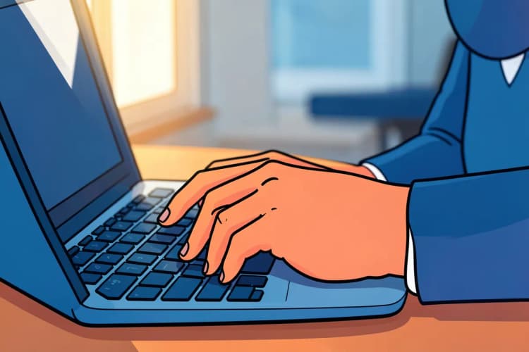 Um profissional de marketing digital analisa dados em um laptop em um ambiente de escritório.