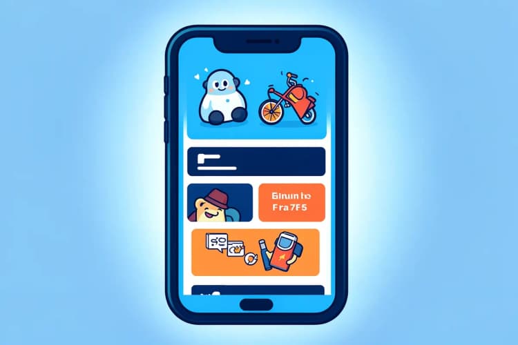 Um smartphone exibindo diferentes anúncios online, como banners e vídeos, em um fundo desfocado.