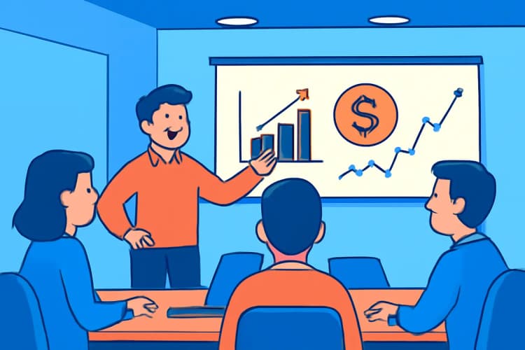 Pessoa pensativa olhando para um gráfico de investimento em um quadro branco