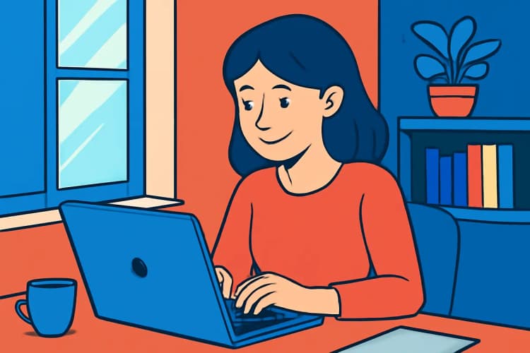 É possível fazer tráfego pago sozinho? Imagem de uma pessoa trabalhando em um laptop em um ambiente home office.