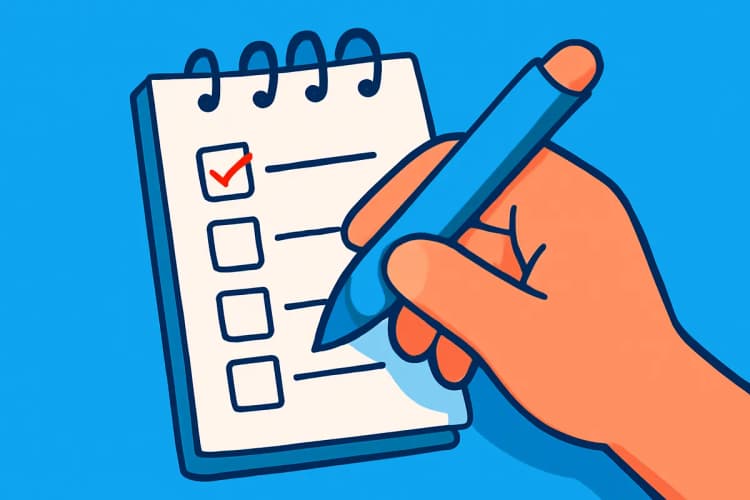 Melhores práticas para iniciantes em tráfego pago. Imagem de uma lista de verificação com um visto marcando os itens.